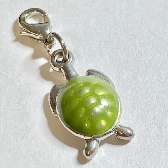 Vtg Sea Turtle Clip On Charm Zipper Pull Purse Bag Green Nautical Island Beach - Picture 2 of 7